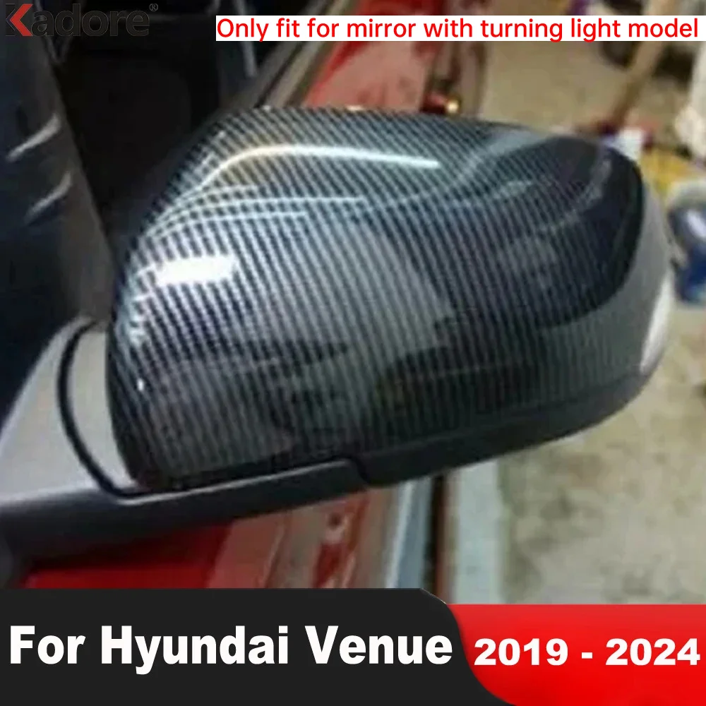 

For Hyundai Venue 2019 2020 2021 2022 2023 2024 Carbon Fiber Car Rearview Mirror Cover Trim Side Wing Mirrors Cap Accessories