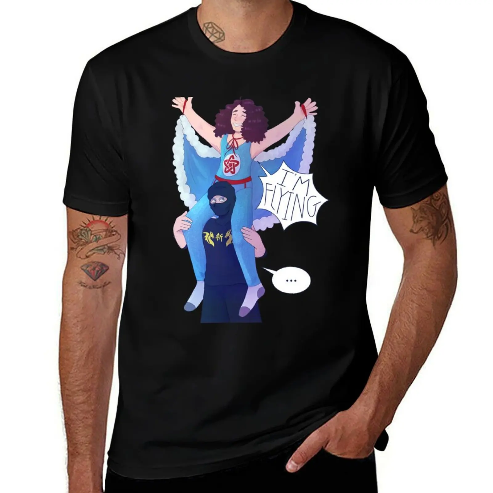 Ninja Sex Party Danny Sexbang on Ninja Brian's Shoulders T-Shirt anime clothes plus size clothes men t shirt