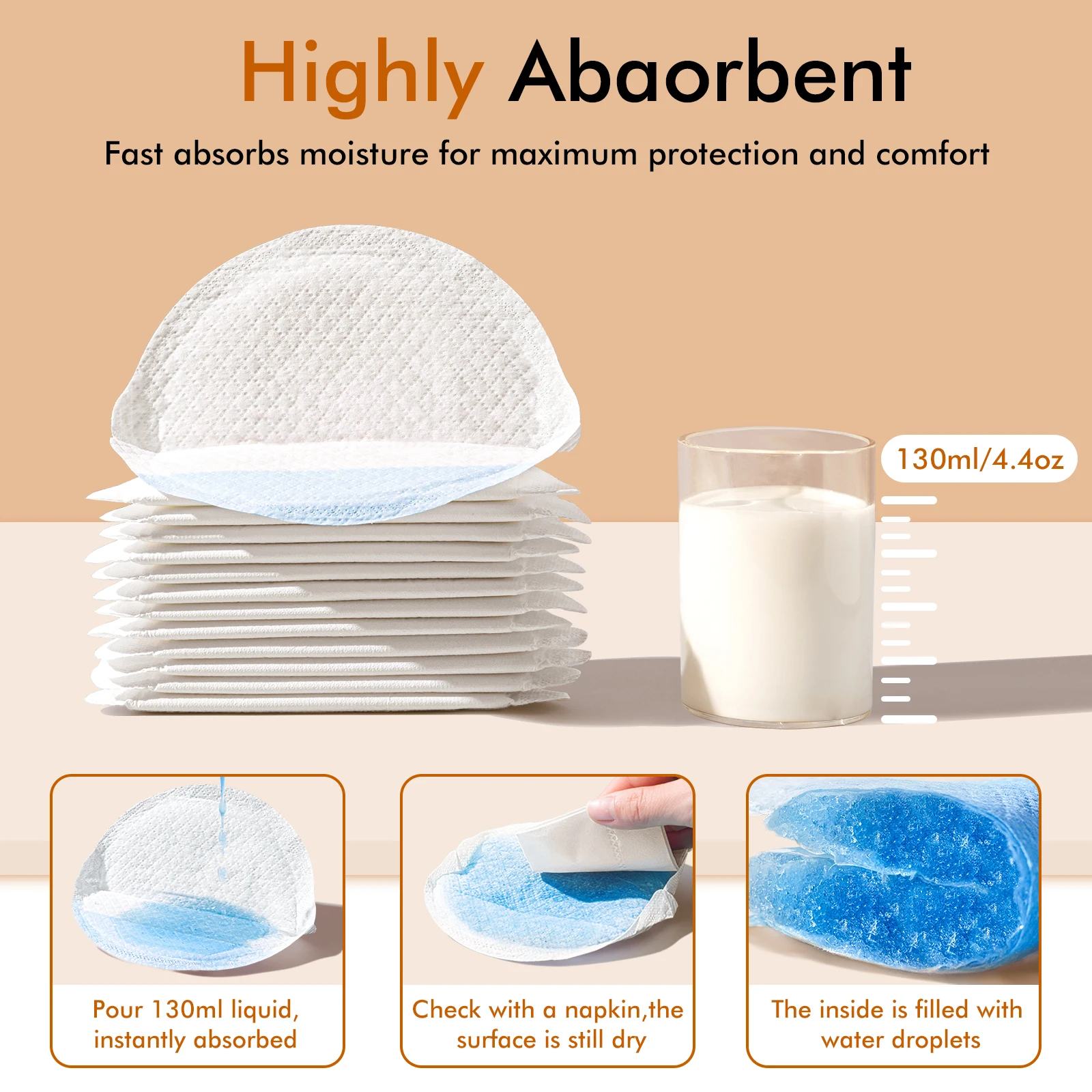 80  PCS NCVI Disposable Nursing Pads, Breastfeeding Disposable Breast， Breathable Slim Super Absorbency Cotton Breast Pad Nurs ,