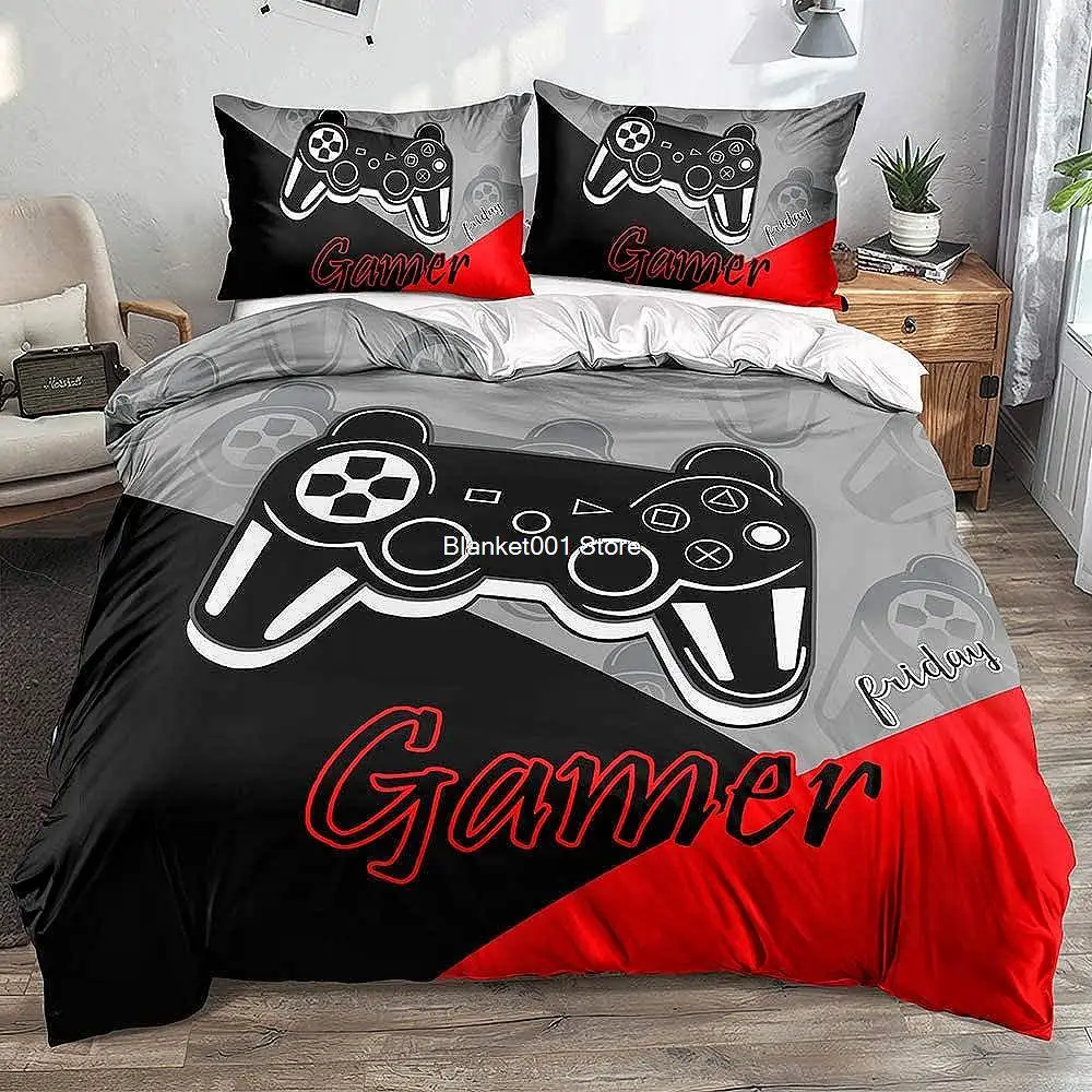 Gamer Bedding Sets for Boys Gaming Duvet Cover Set Video Games Comforter Cover Playstation Designs Bed Set with Pillowcase