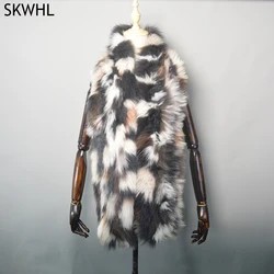 New Women Winter Warm Natural Fox Fur Scarf Ring Knit Real Fox Fur Lady Fashion Neckerchief Scarves Women Real Fur Bandana