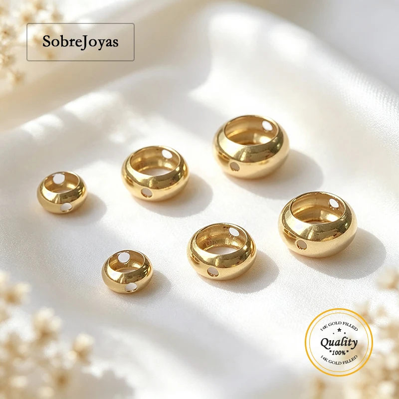 14K Gold Filled Bead Frame Spacer Circle DIY Spacer Beads for Bracelet And Necklace Jewelry Findings Tarnish Resistant 5/7/8mm
