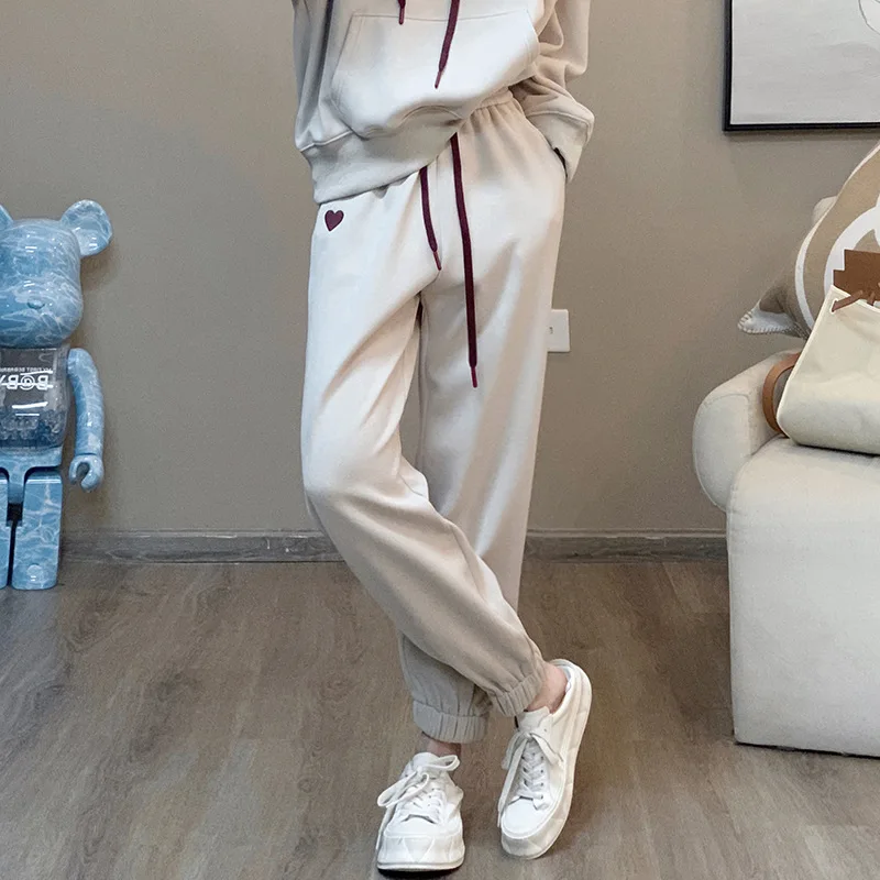 Fashion Casual Floral Hoodies Pants Two Piece Set For Women Korean Coat Trousers Suit Female Autumn Winter Tracksuit