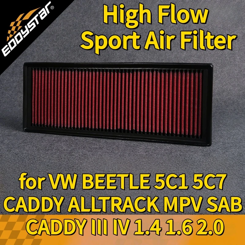 

Спортивный воздушный фильтр с высоким расходом для VW BEETLE 5C1 5C7 CADDY ALLTRACK MPV SAB CADDY III IV 1.4 1.6 2.0 Моющиеся гоночные впускные фильтры