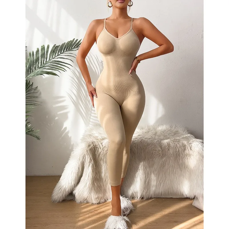 Seamless Tummy Control Bodysuit Bodycon Streetwear with Sleeveless High Stretch Waist Shaping Edgy Street Spring for Women