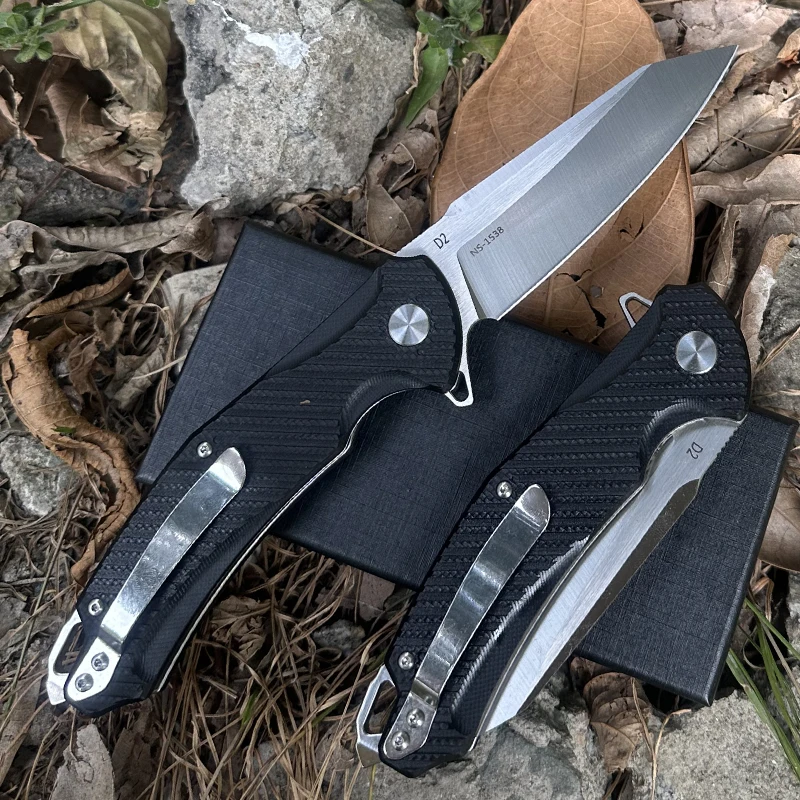 D2 Outdoor Sharp knife Multi-functional knife camping survival carry convenient folding knife, barbecue knife