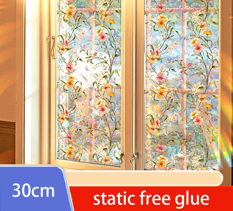 Buntglas-Fensterfolie, Gänseblümchen-Fenster, Sichtschutzfolie, Fensteraufkleber, Vinyl-Glasfensterfolien, ästhetische Dekoration für Zuhause