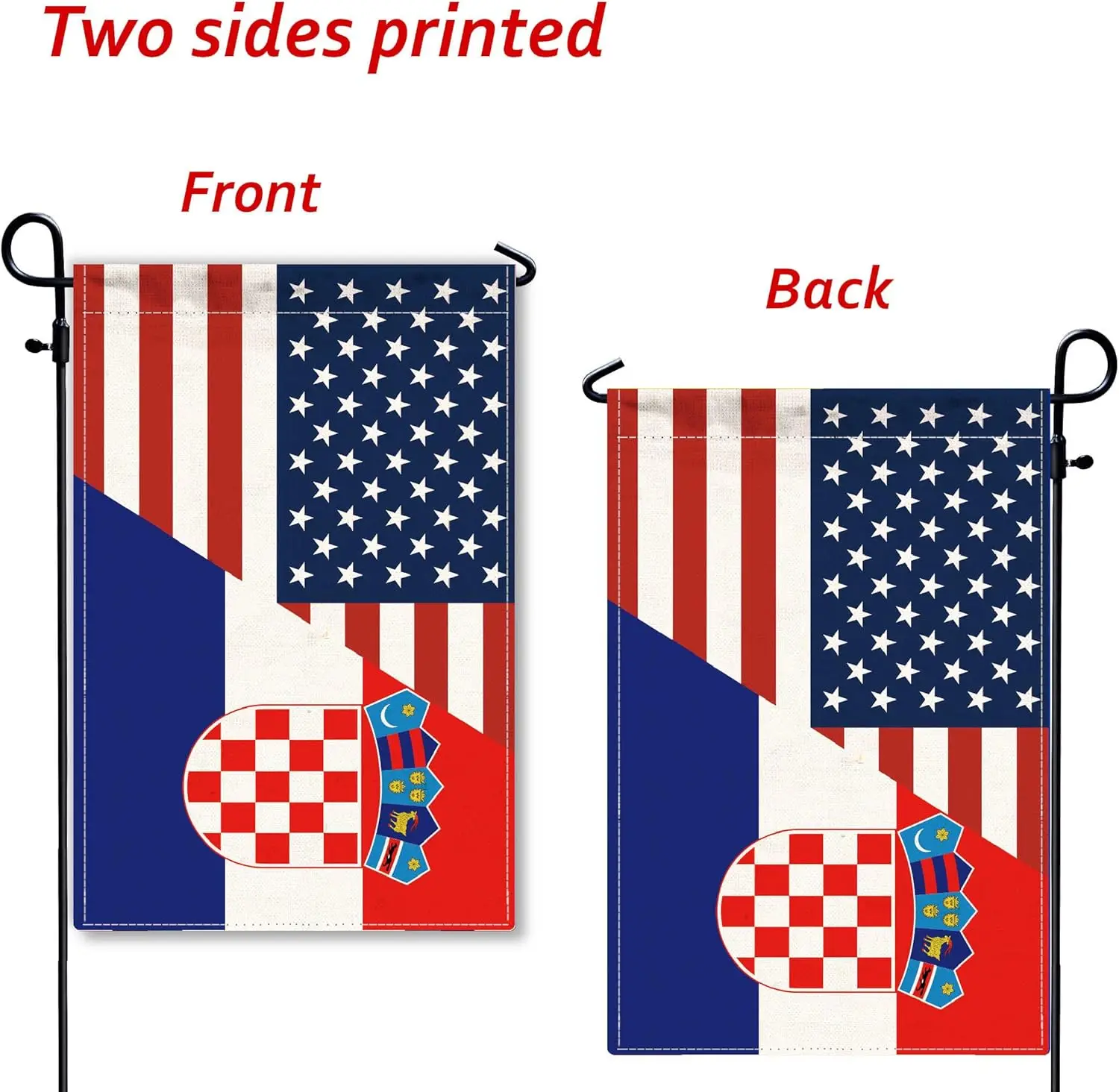 Croatia USA Friendship Garden Flag,12x18 in Heavy Duty Croatian American Outdoor Banner for Patio Yard with Double Side