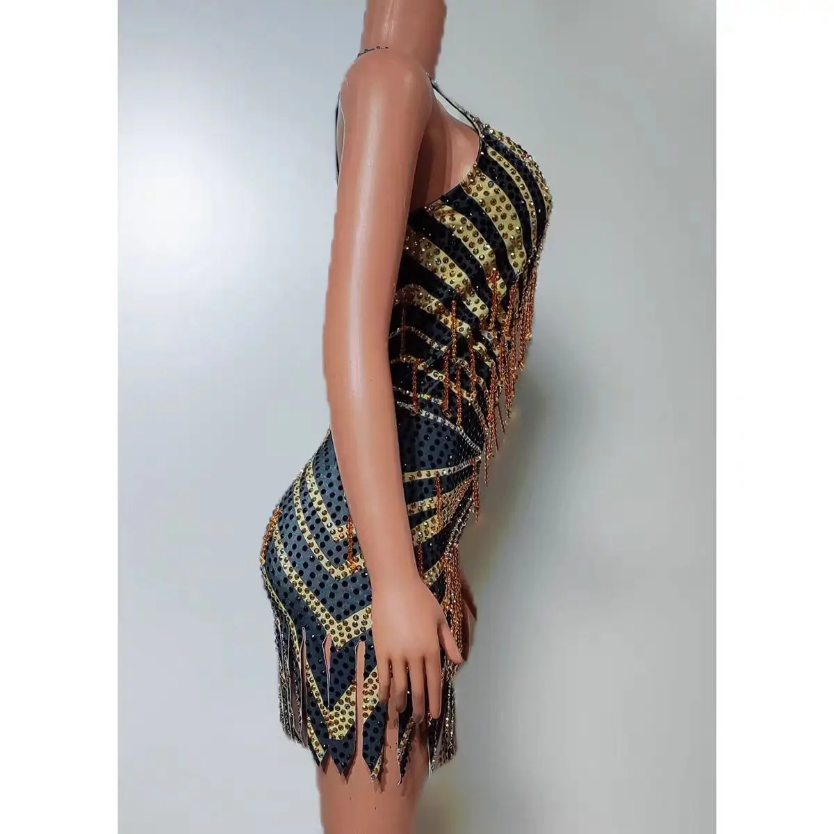 Nachtclub DJ Bar Zangeres Danser Stadium Kleding Sexy Volledige Diamond Print Afslanken Riem Rok Dance Team Party Thema Show