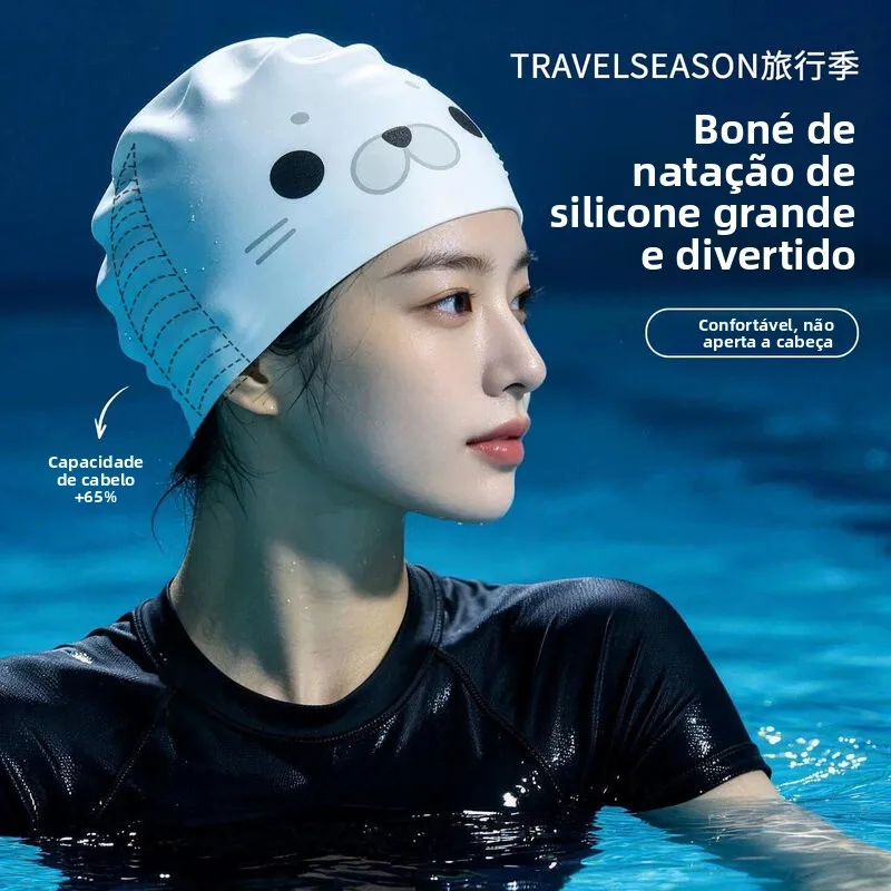 touca-de-natacao-de-silicone-para-cabecas-grandes-feminina-para-cabelos-longos-confortavel-nao-aperta-design-de-desenho