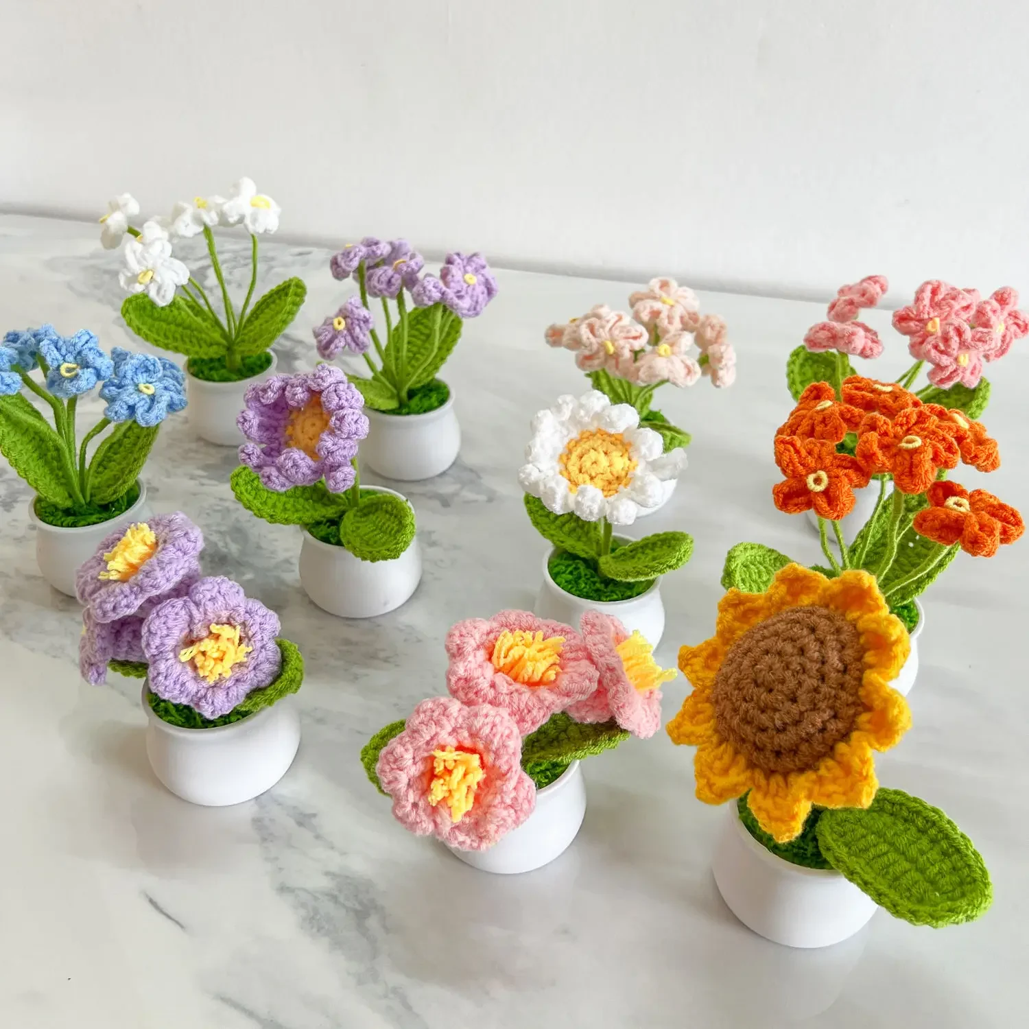 

Artificial Sunflower Tulip Hand Woven Potted Plant Products Flower Pot Fake Bonsai Home Table Bedroom Office Desktop Ornamental