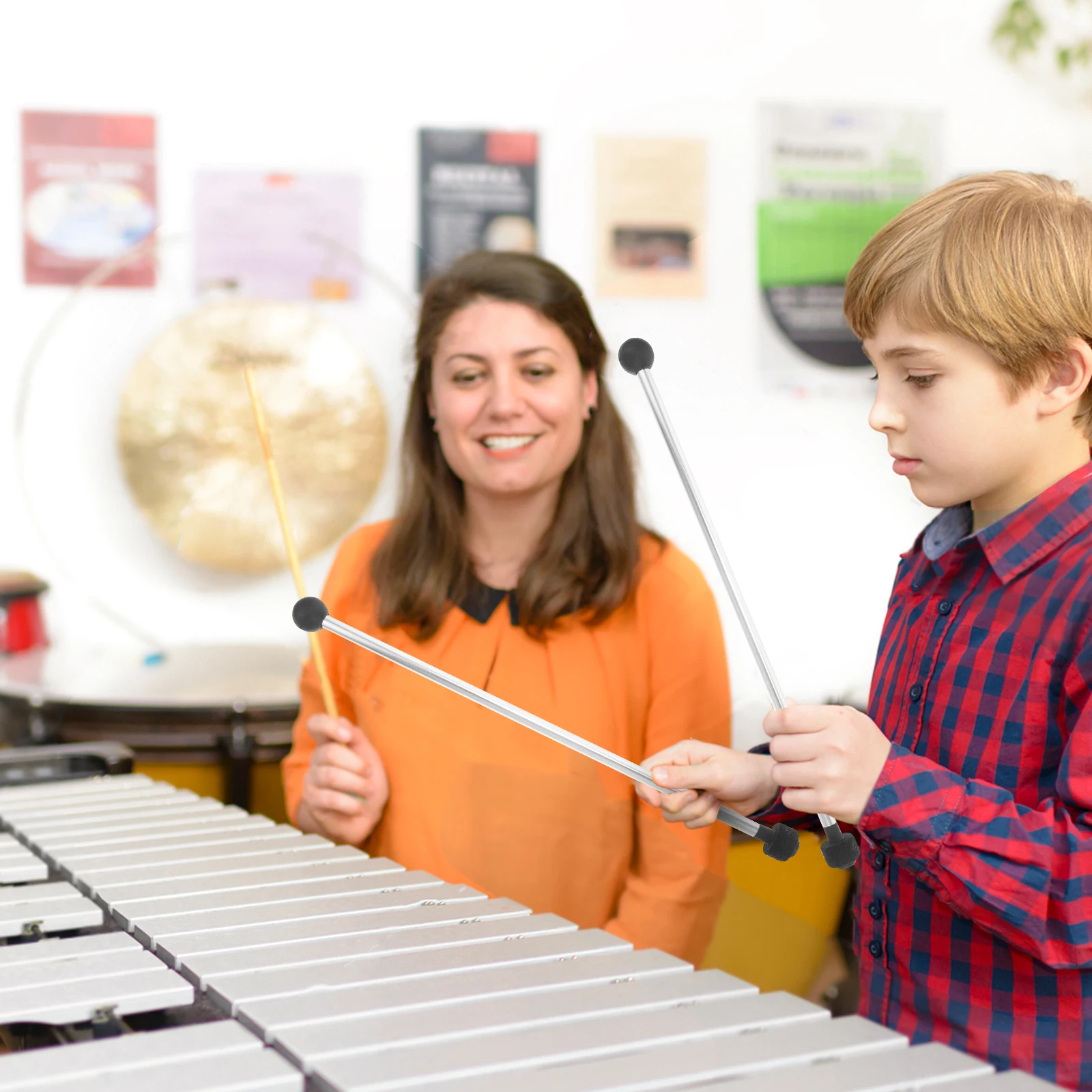 

2 Pcs Double-headed Hammer Percussion Mallets Oscillator Rubber Instrument Drum Dual-side