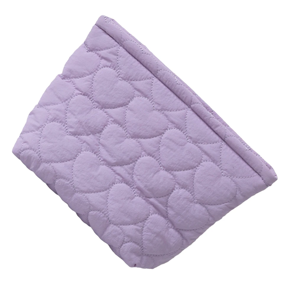 

Heart Shaped Clutch Purple Polyester Large Capacity Makeup Bag Travel Toiletry Pouch Storage Cosmetics Organizer Women Zipper