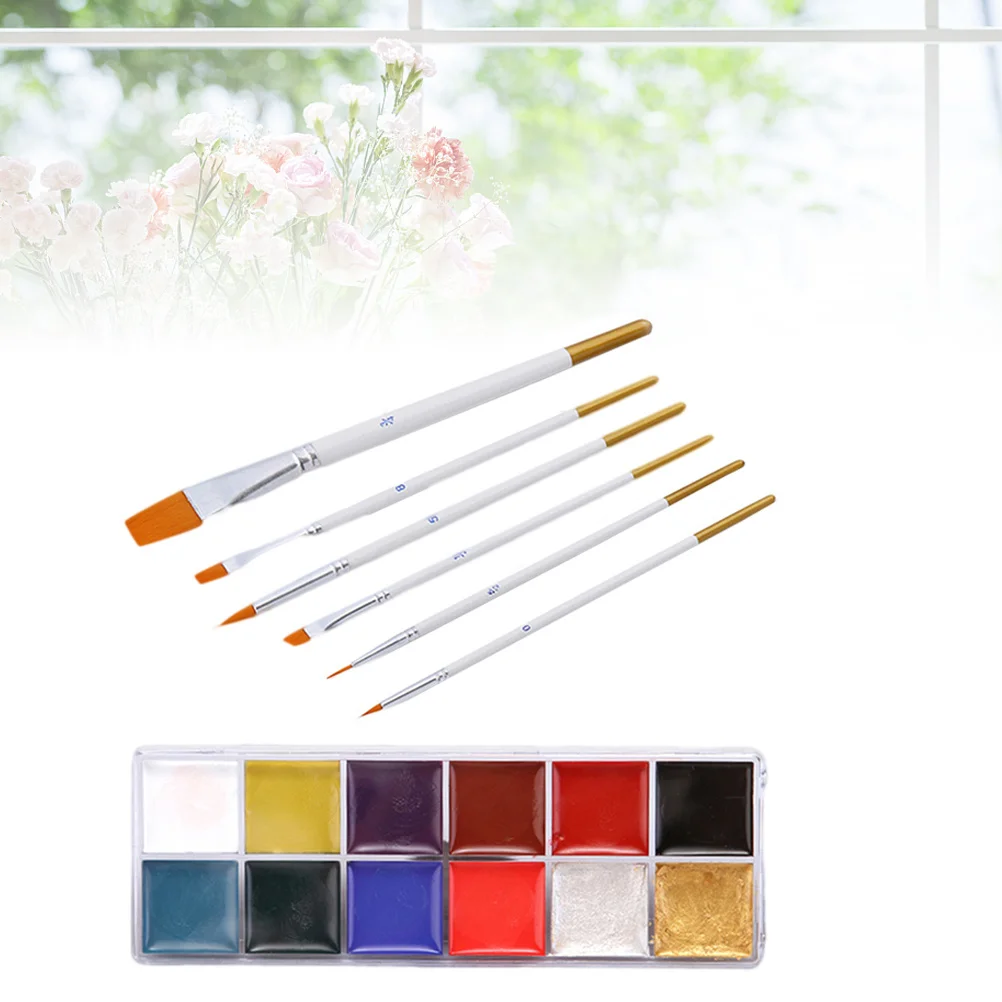 

6pcs 12 Grids Body Paint Kit Vibrant Long-Lasting Face Art Makeup For Halloween Christmas Party Festival Gift Set
