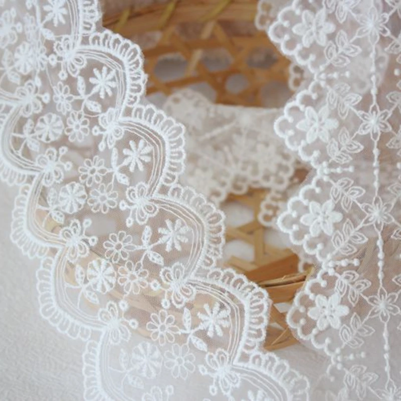 African Embroidery Lace for Needlework, Tulle Fabric, Sewing Ribbon Apparel, DIY Trimmings, New Lace for Needlework, Off White