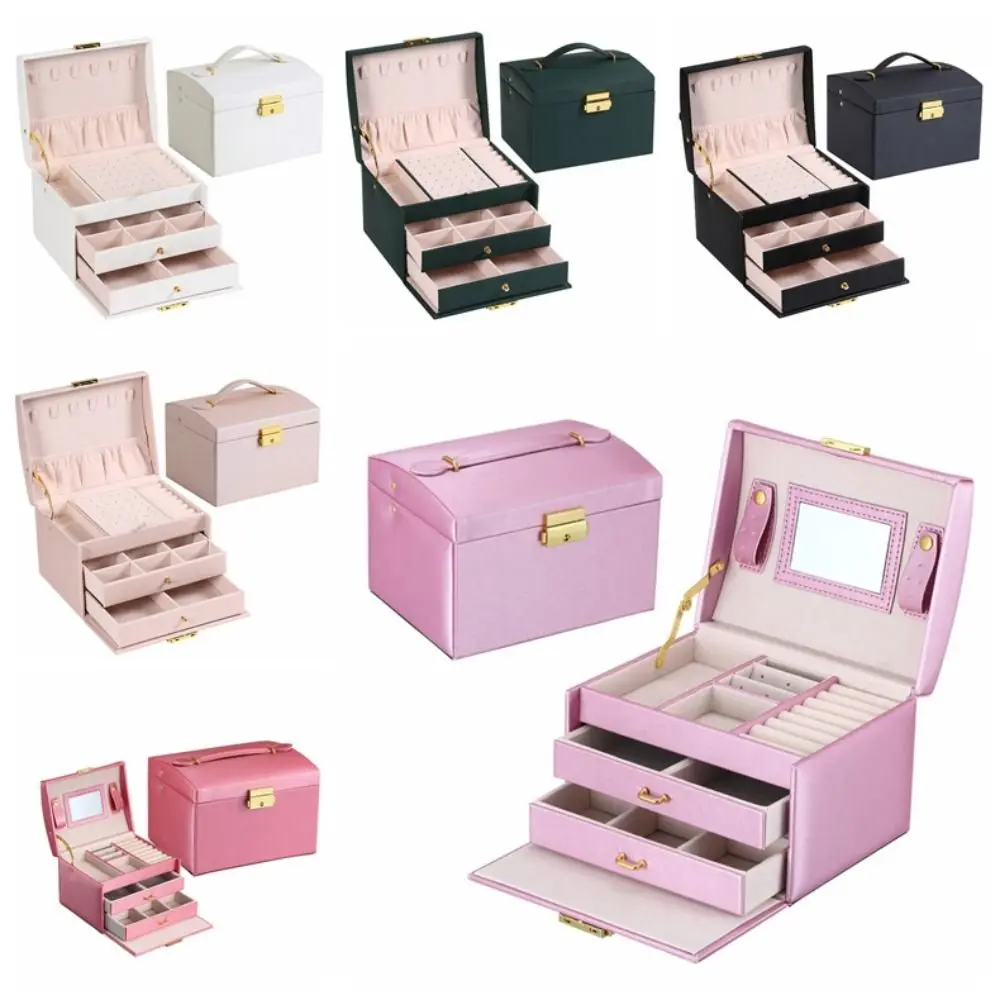 PU Leather Jewelry Packing Bag Rings Necklace Bracelet Earrings Jewelry Holder Organizer Multi-layer Square Jewelry Box Vacation