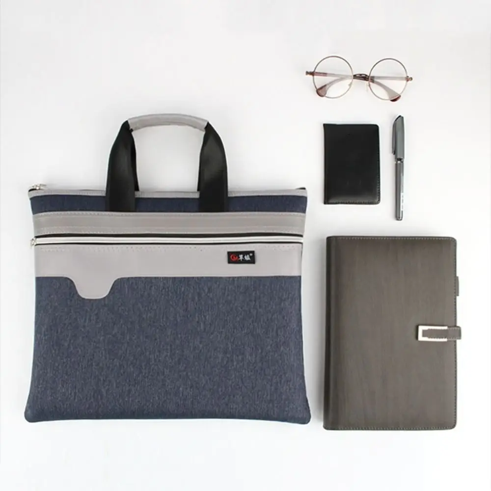Large Capacity Documents File Bag Oxford Cloth Paper Organizer Business Briefcase Zipper Closure Multifunctional A4 File Folder