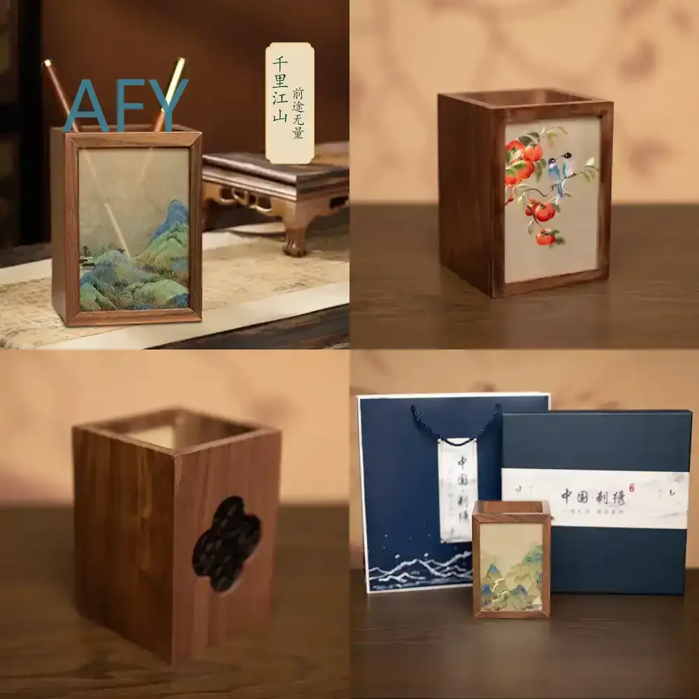 Suzhou Embroidery Pen Holder for Study Desk Decor for Chinese Style Office Accessories for National Style Handicrafts for