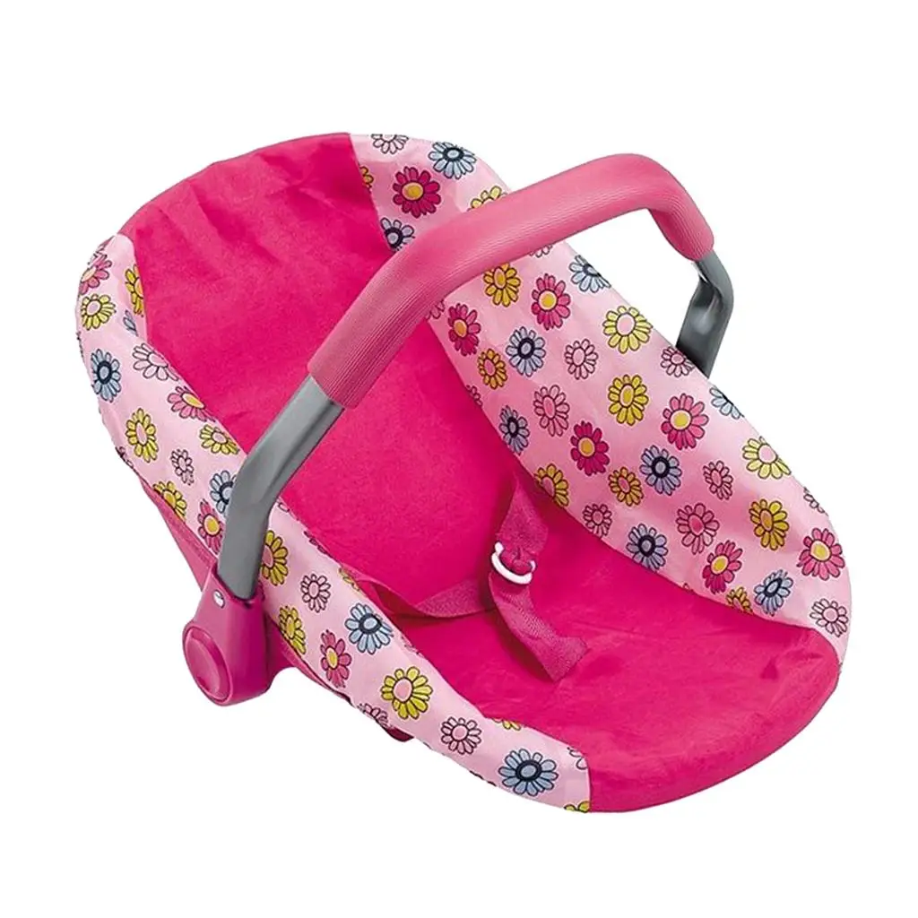 Kids Pretend Play Realistic Doll Car Seat Removable Washable Stroller Accessory for Miniature Dollhouse Furniture