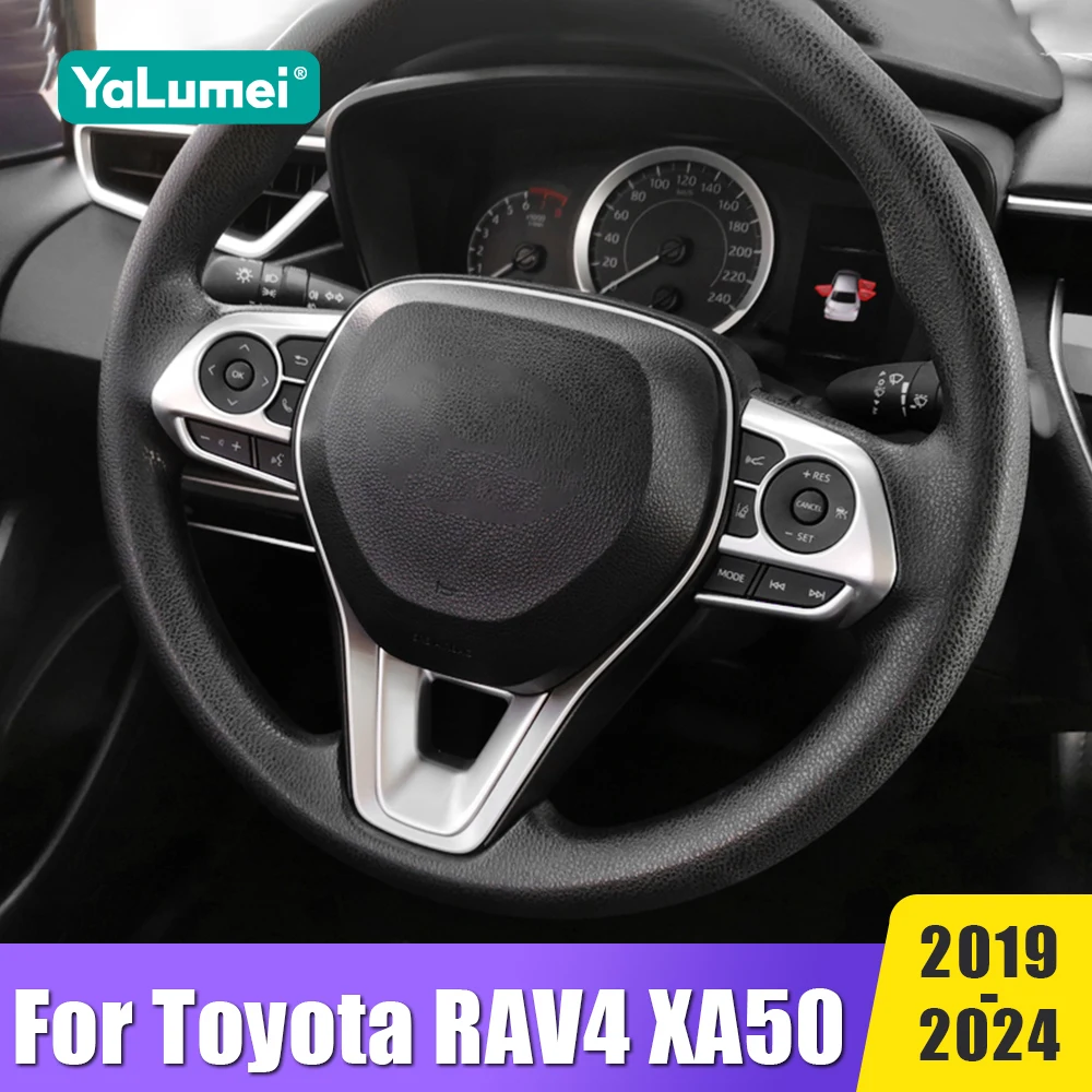 

For Toyota RAV4 XA50 2019- 2021 2022 2023 2024 Hybrid ABS Carbon Fiber Car Steering Wheel Panel Cover Trim Sticker Accessories