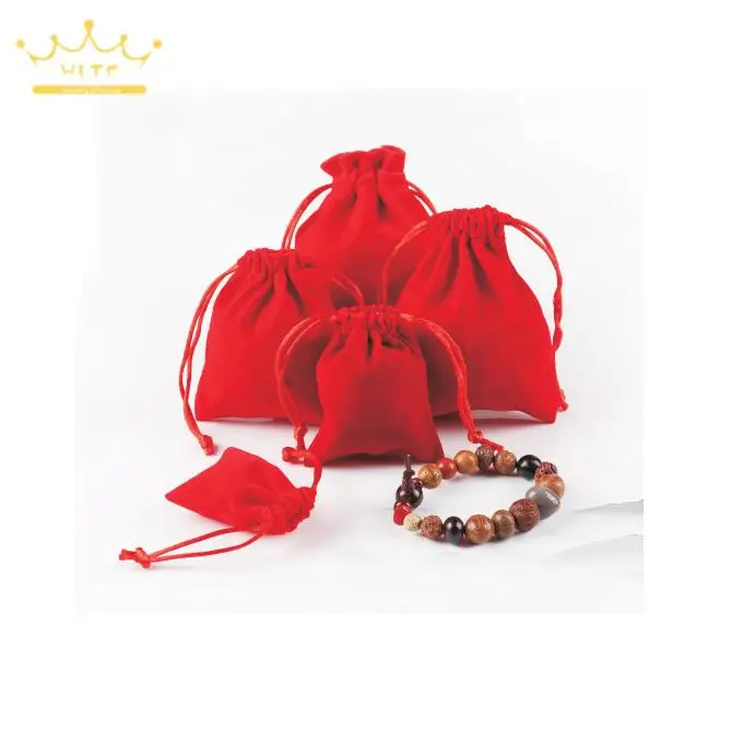 100pcs Red Vevlet Pouch Soft Drawstring Bag Jewelry Packaging for Small Businesses Gift Bag To Pack Jewelry Ring Bracelet Holder