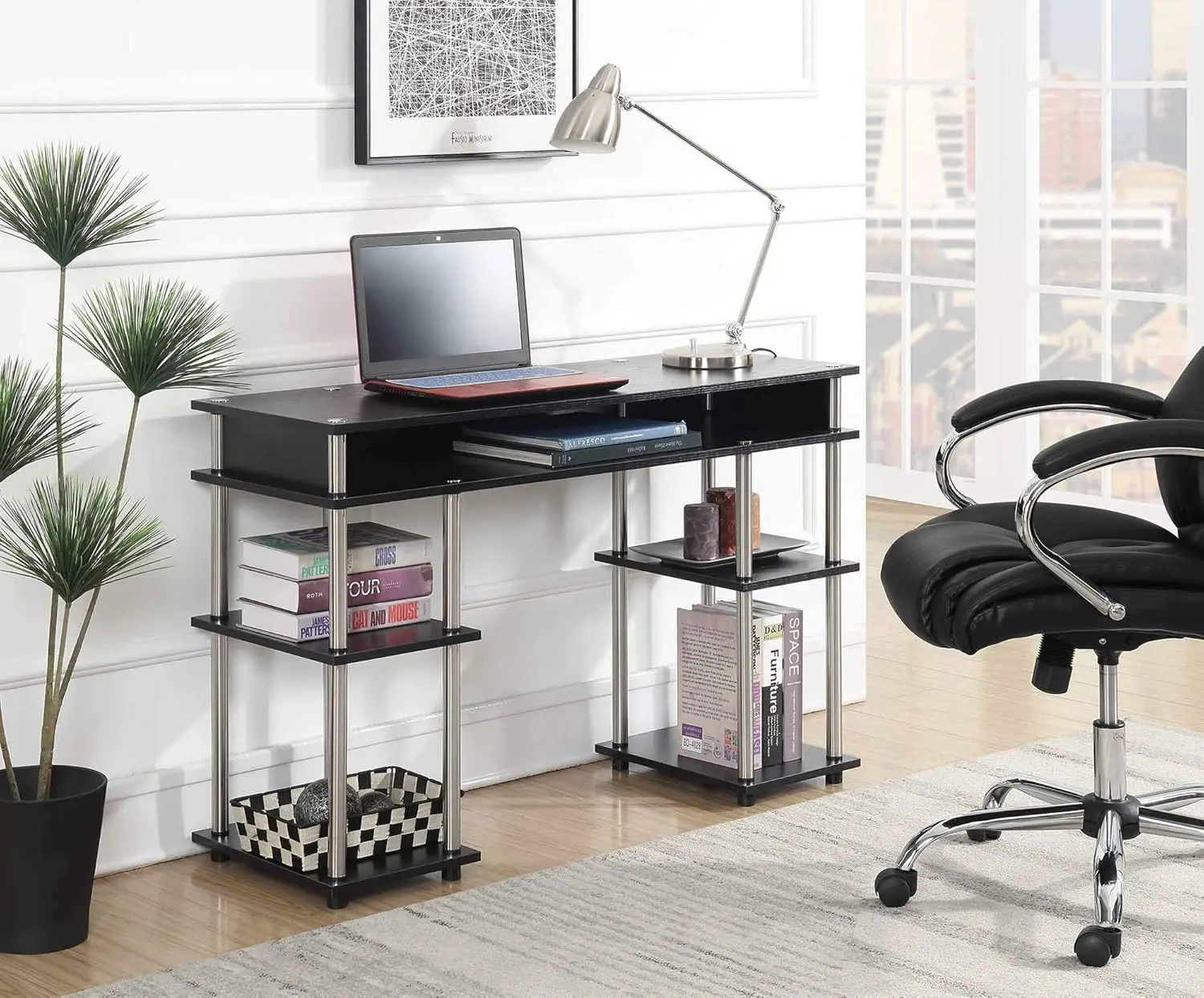 Concepts Designs2Go-Bureau contemporain pour étudiants, sans outils, noir, 47.25 "L x 15.75" W x 30 "H