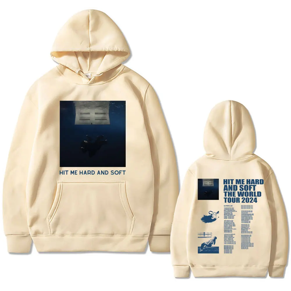 Hit Me Hard and Soft The World Tour 2024 Music Album Double Sided Print Hoodie Men Women Hip Hop Oversized Streetwear Hoodies