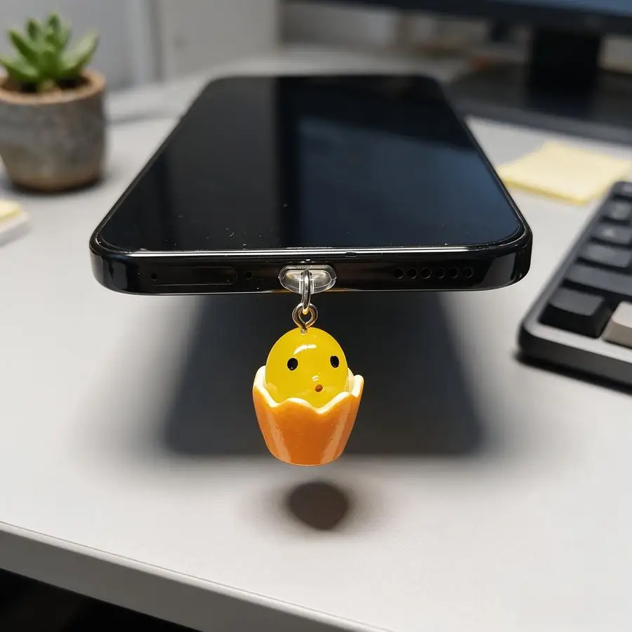1/5/10/20/50/100pcs Glow-in-the-Dark Bright Yellow Egg-Shaped Wind Chime with Dust Pendant for Cell Phones, Decorative Cell Phon