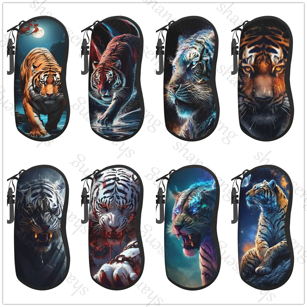 tiger animal Glasses Case Sunglasses Soft Case Ultra Light Portable Neoprene Zipper Portable zipper soft-shell