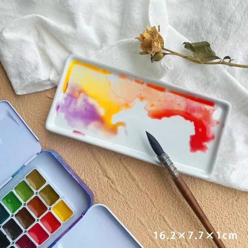 Large Size Watercolor Ceramic Square Palette Easy To Clean Art Painting Supplies Outdoor Acrylic Paint Painting Creation Tools