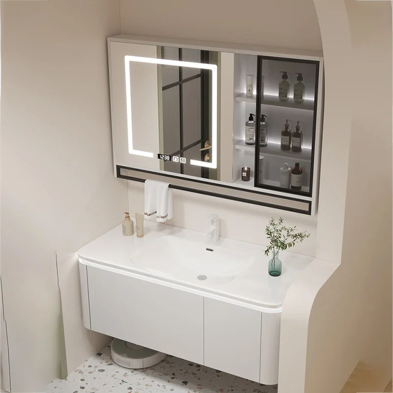 

Furniture Luxury Cabinet With Mirror Bathroom Corner Sink Base Salon Station Closet Sinks Filing Cabinets Mdf Open Wardrobe