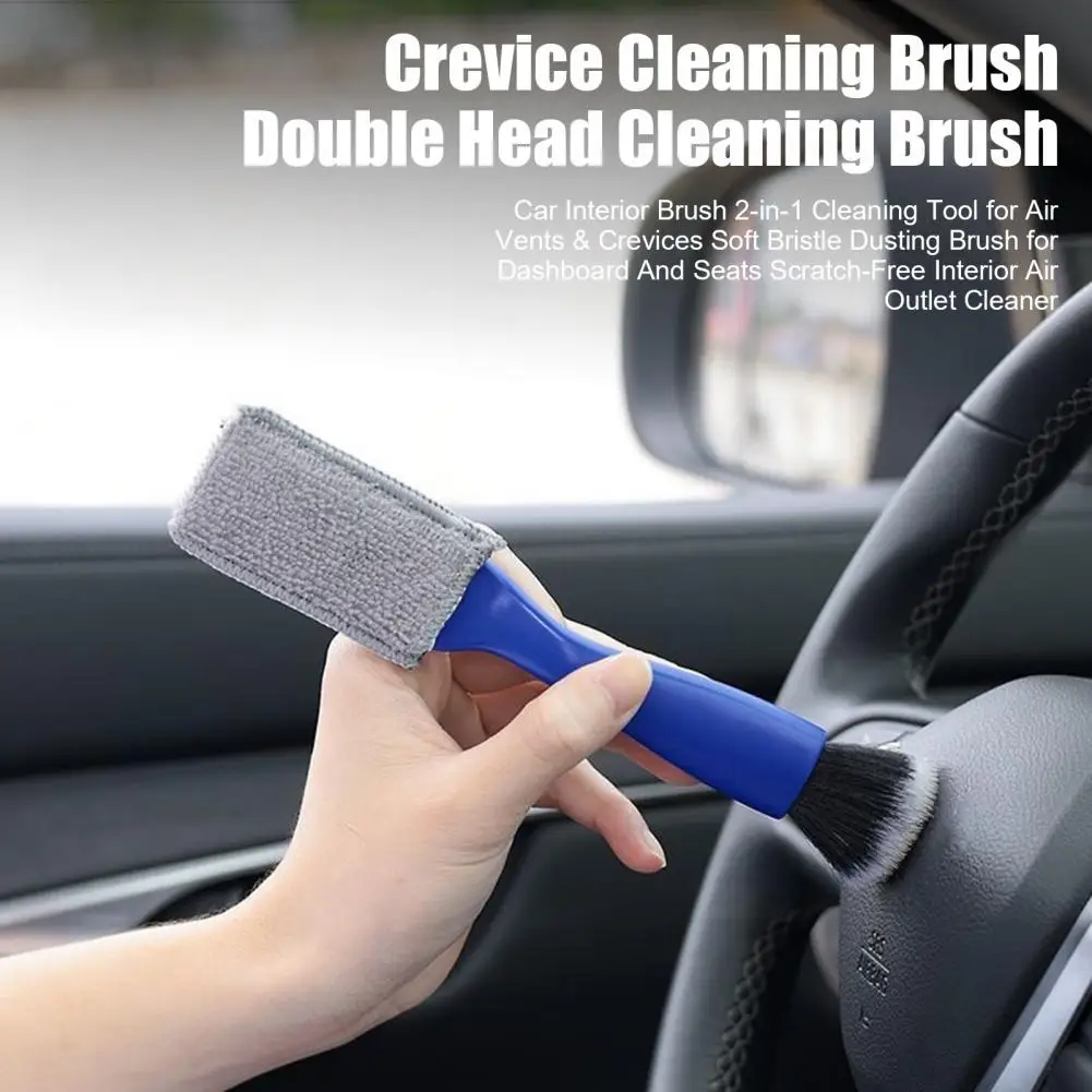 Car Interior Brush 2-in-1 Cleaning Tool for Air Vents & Crevices Soft Bristle Dusting Brush for Dashboard And Seats Scratch-Free