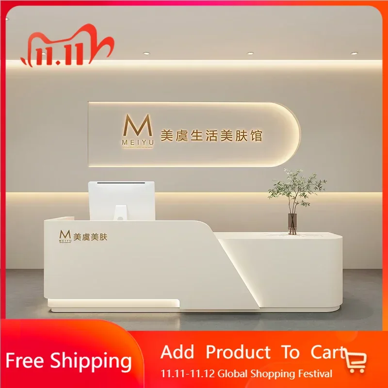 

Organizers Glass Desk Reception Modern Checkout Counter Supermarket Curved Minimalist Hotel Executive Mostrador Unique Furniture