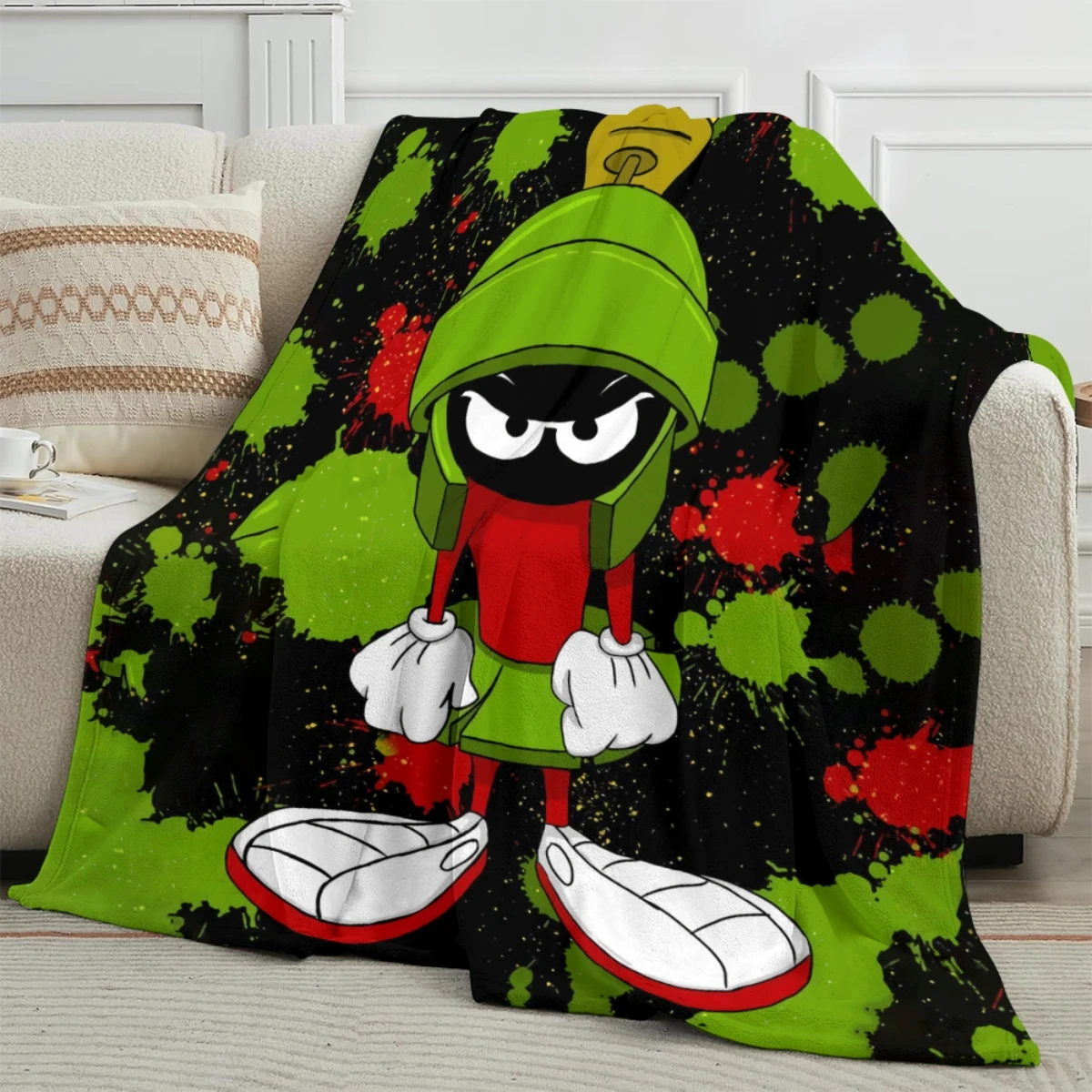 

Marvin Cartoon Blankets the Martian Blanket Boys Girls gift Funny Throw Blankets for Sofa Bedroom Travel Camping Warm Blanket