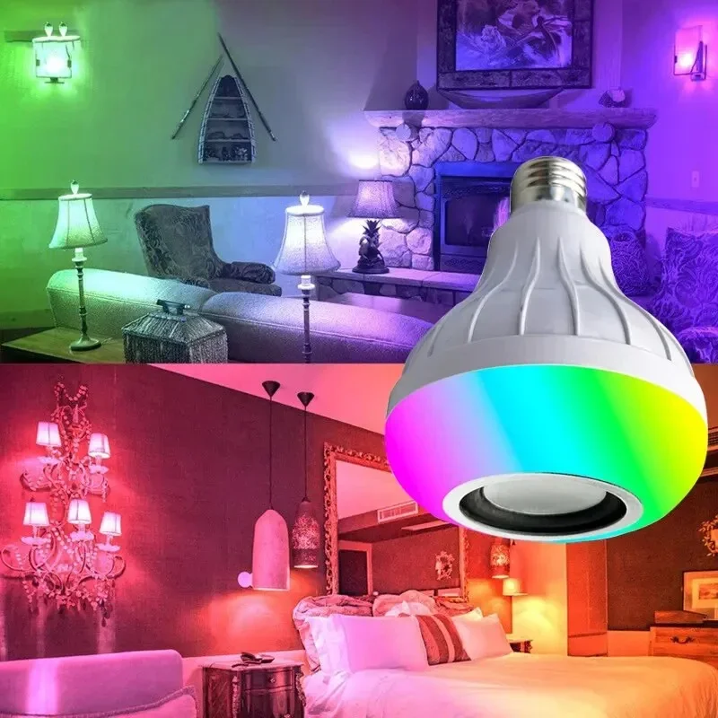3PCS AC 85-265V E27 LED12W Light Bulb RGB Multi-colour Change Bluetooth Speaker Music Playback Function Bedroom Party Decoration