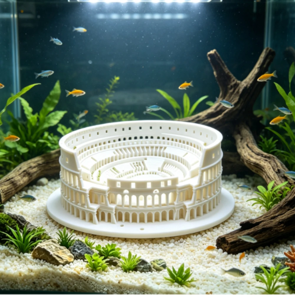 Roman Colosseum Aquarium Ornament 3D Printed Fish Tank Underwater Decor Ancient Arena Mini Building Model Desktop Figurine Gifts