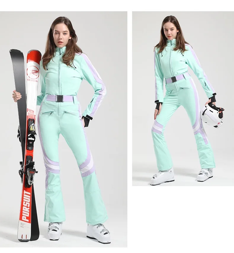 Ski Suit Snowboard Women Thickening Slim Fit Overall Winter Windproof Waterproof Breathable Thermal Sports Ski Jacket Ski Pants