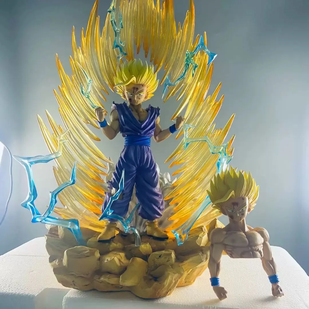 Dragon Ball Son Gohan Anime Figures Super Saiyan 2 Figurine Luminous Statue Replaceable Head Hand Model Fans Birthday Gifts Toys