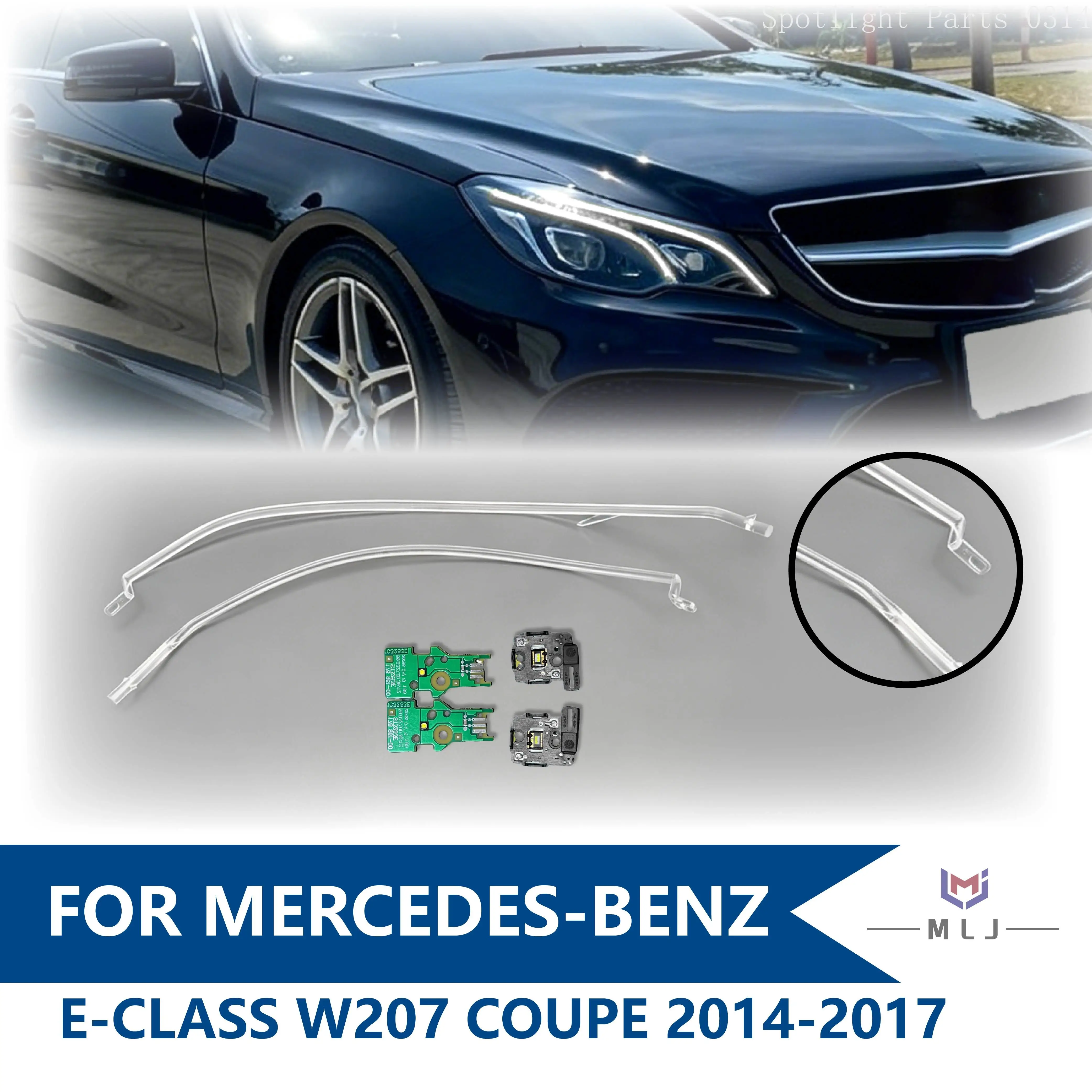 

For Mercedes-Benz E-Class Coupe W207 2014-2017 Headlight Angel Eye DRL Strip Light Guide Plate LED Daytime Running Light Chip