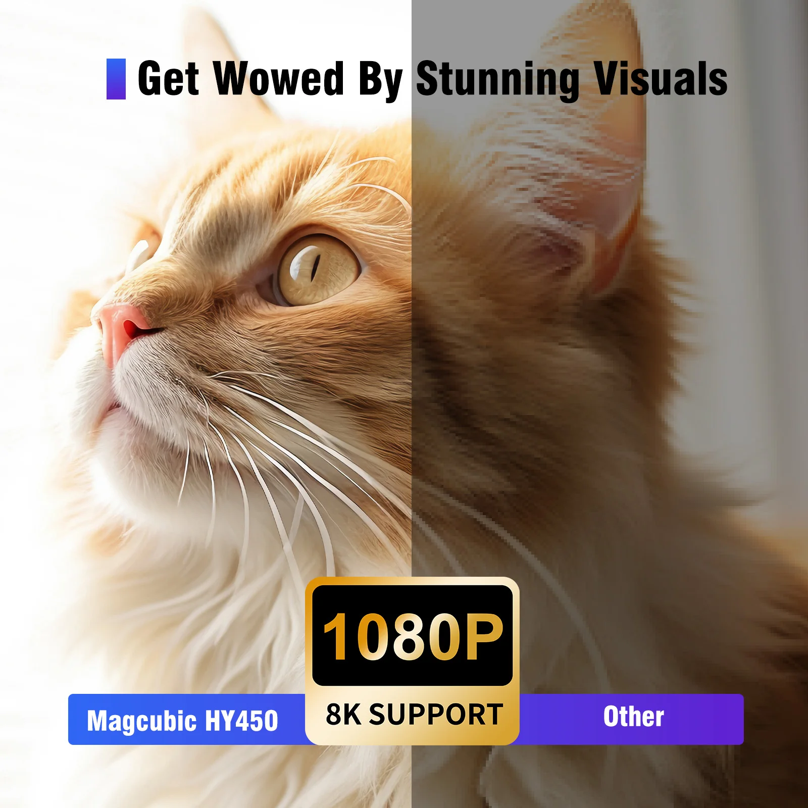 Magcubic HY450 프로젝터 초단초점 자동 오프셋 1080P 8K 전자 초점 900 ANSI 에어 마우스 음성 비서 H726 썸네일 6