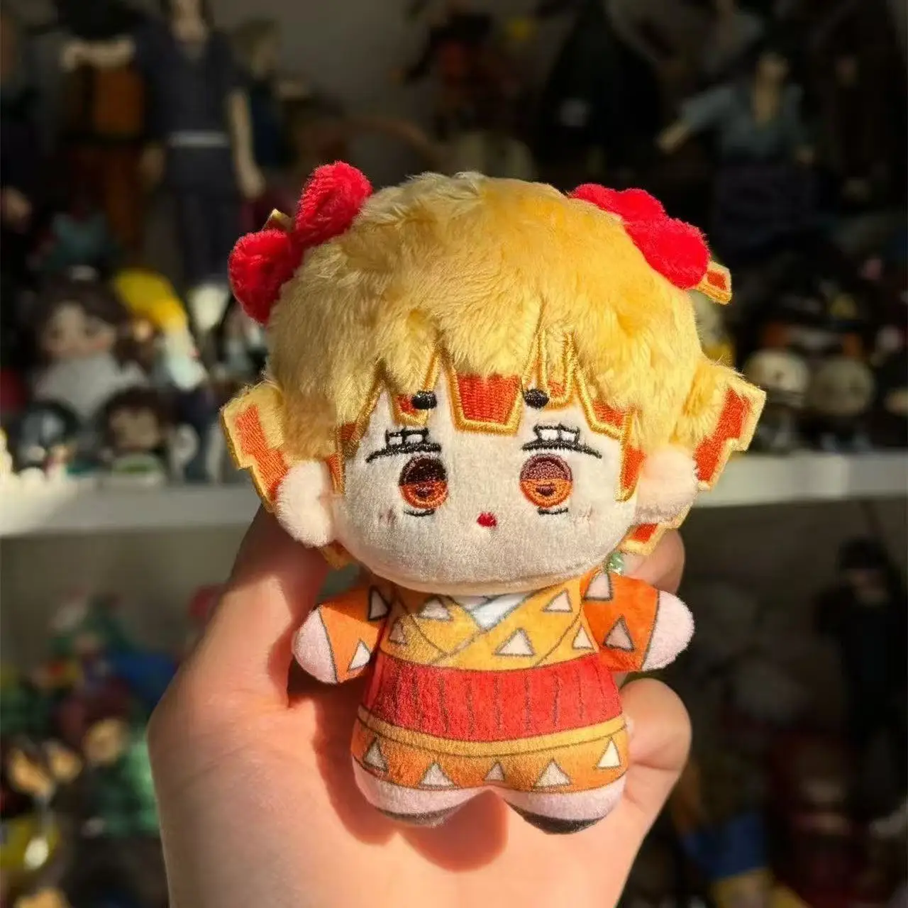 10cm 귀멸의 칼날 애니메이션 카마도 탄지로 아가츠마 젠이츠 하시비라 이노스케 코스프레 만화 플러시 펜던트 키체인 백팩 장식