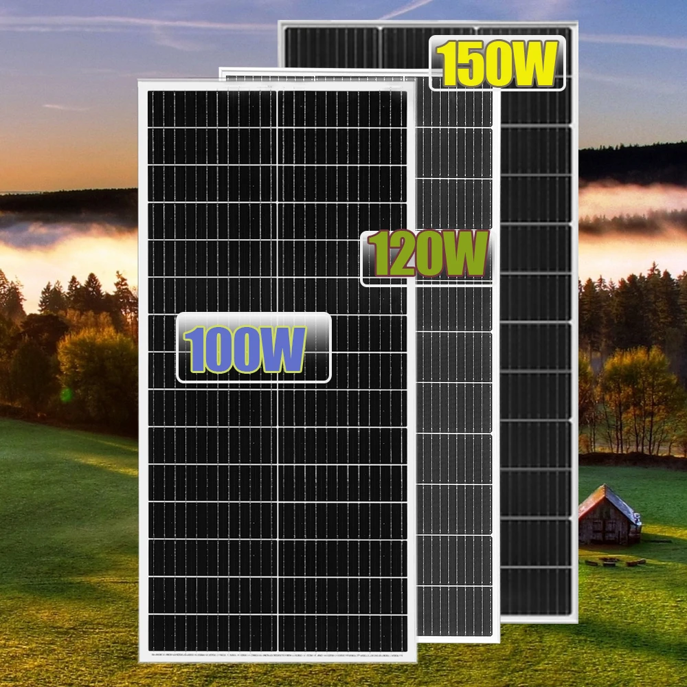 BOGUANG Rigid Solar Panel Glass Solar Cell Power 100W | 120W | 150W Charger for 12V Battery Home Car RV Yachts Golf Carts Etc.