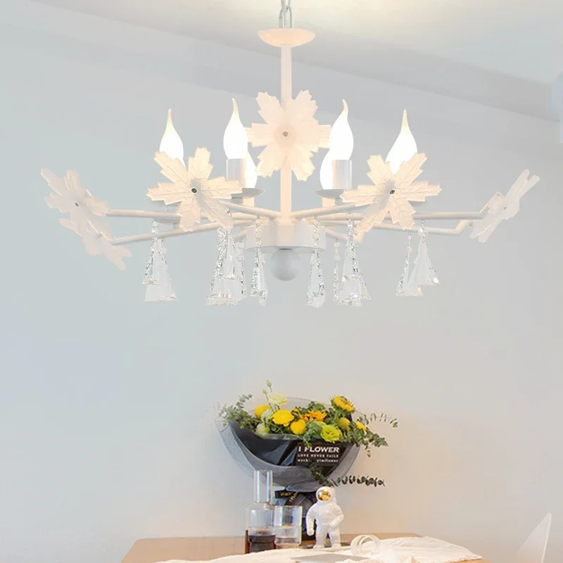 Nordic fresh bedroom chandelier snowflake simple and fresh Korean living room dining room boys and girls children's room lamp