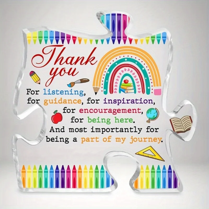 Plaque acrylique puzzle « Merci Maitre/Maîtresse », Décoration de bureau inspirante pour cadeau de remerciement, Retraite, Remise de diplôme, Anniversaire, Enseignant/Enseignante