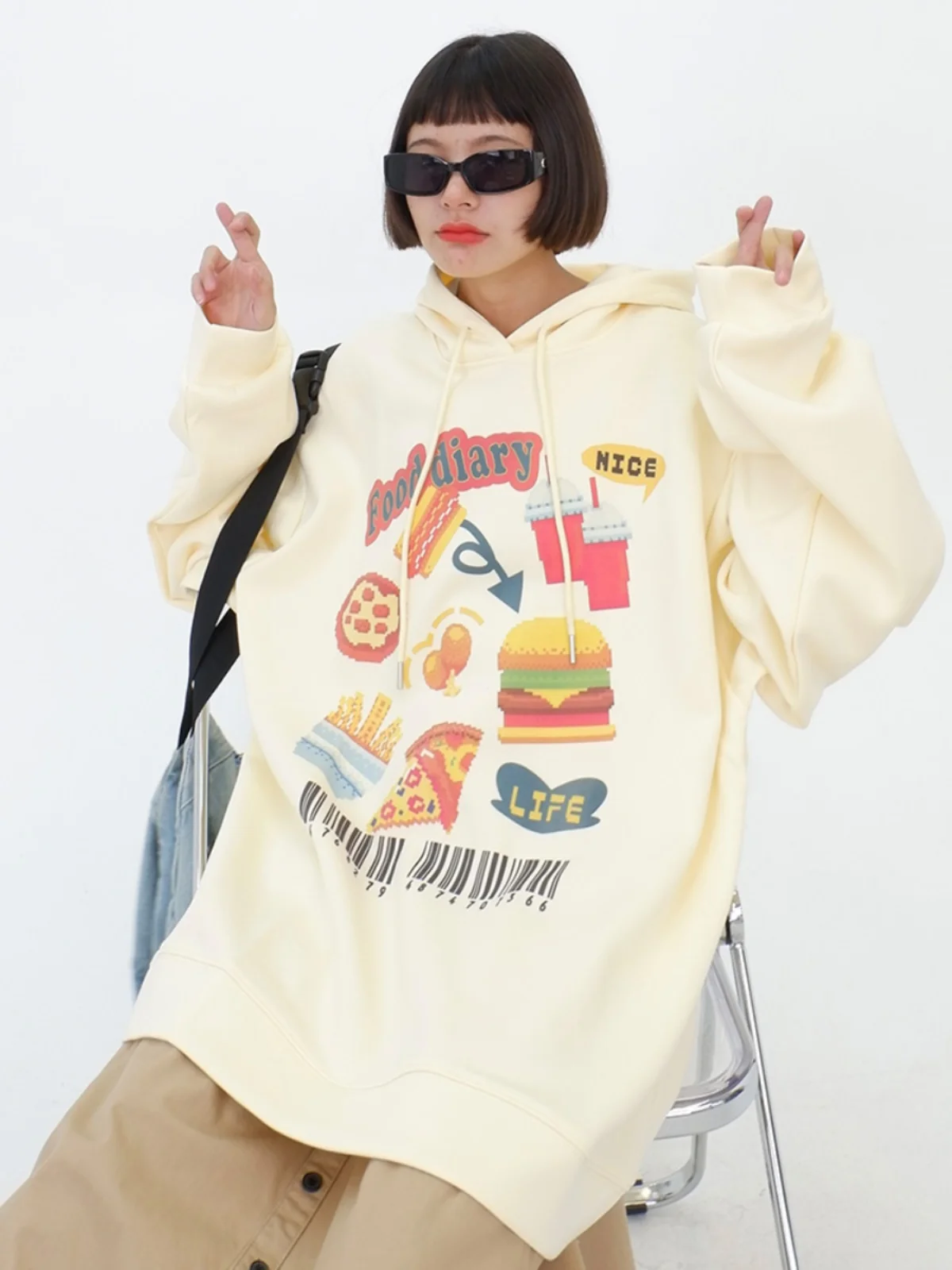 

Fun Hamburg Hooded Sweatshirts for Women's 2023 Autumn/Winter New Loose Fit BF Japanese Street Thickened Top Pullovers Hoodies