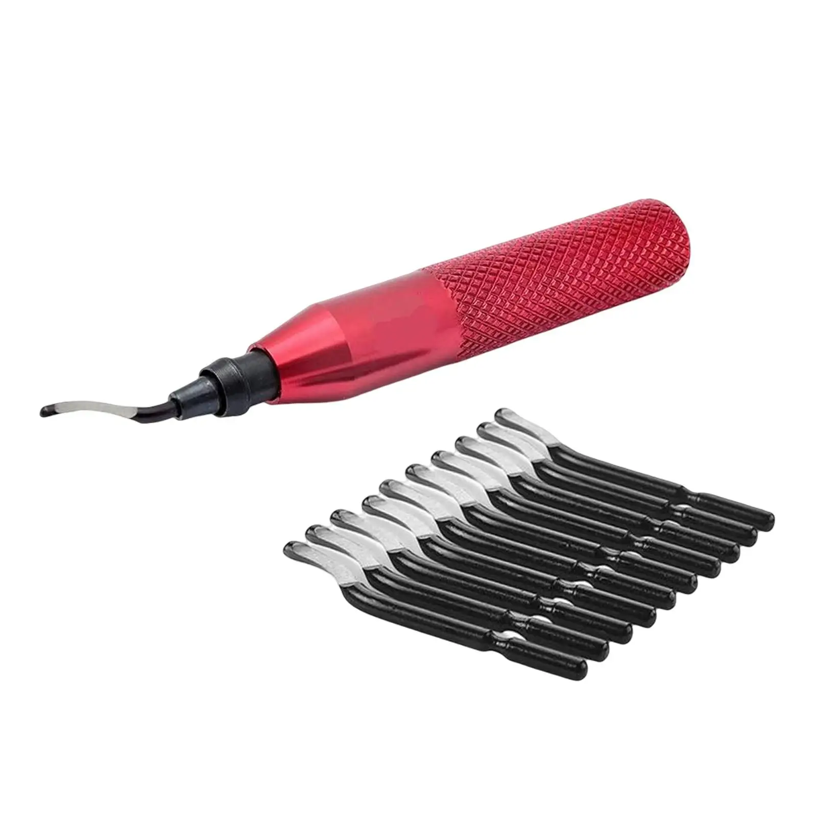 Burr Remover Deburring Tool Kit Hand Scraper with 10pcs BS1010 Blades for Curved Edge Slots Cutting PVC Iron Copper Plumber