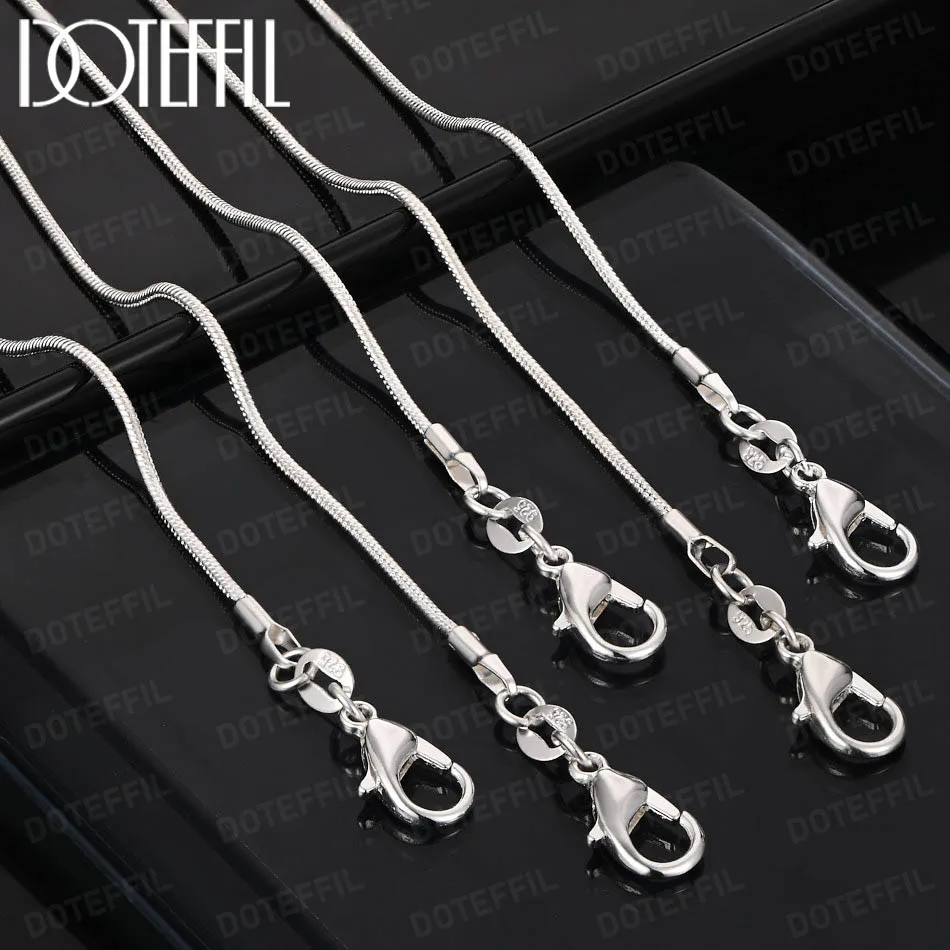 DOTEFFIL 1 مللي متر الأساسية ثعبان سلسلة 925 فضة 1/5/10 قطعة/الوحدة 16-30 بوصة قلادة للمرأة رجل مجوهرات الأزياء #3