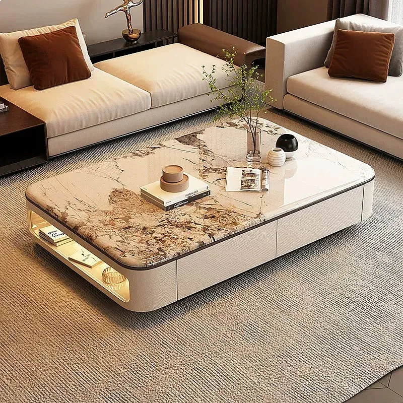 Italian Luxury Microcrystalline Stone Villa Living Room High-end Design Large Coffee Table Modern Simple