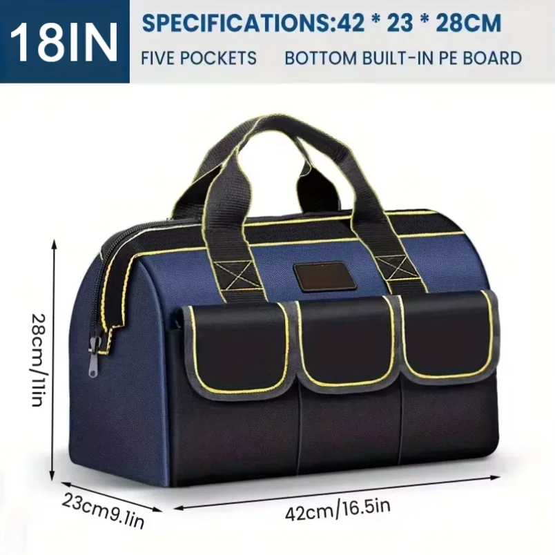 16/18inch Tool Bag 1680D Oxford Cloth Wear-resistant Waterproof High Capacity Electrician Woodworking Portable Storage Hand Bag