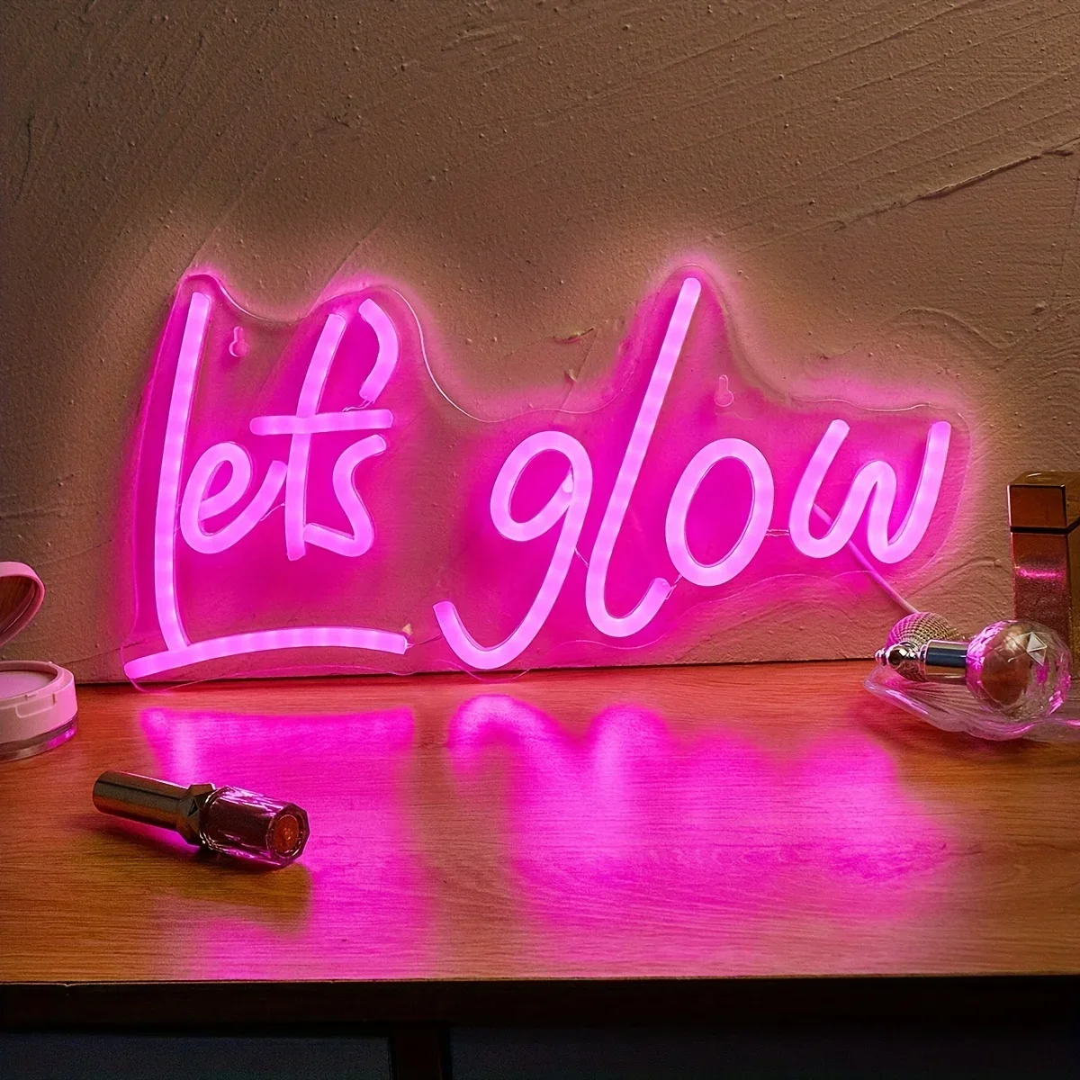 Lets Glow Neon Sign, LED Neon Lights for Wall Decor, Art Decorative Lights for Bachelorette Party,Gamer Room Decor Aesthetic
